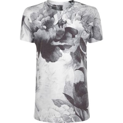 Boys grey flower print t-shirt